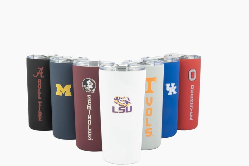 Decorvo Officially Licensed Collegiate Stainless Steel Tumbler - Double Walled Insulated Travel Tumbler with Slide Lid - 18 oz (Louisiana Logo - White) - Image 1